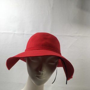 Bienvenu 100% Wool Hat Womens One Size Red Floppy Hat Holiday Party Christmas